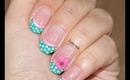 Teal and Pink Girly Nail Design