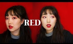 RED EYE & LIP MAKEUP | K-Beauty First Impressions