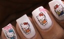 Hello kitty nail art tutorial & How to use nail art stickers - Easy Cute Nails Designs Polish 3D