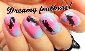 Dreamy Feathers - Pastel gradient nail art design | bydanijela.com