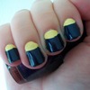 Yellow & Blue Half Moon Manicure