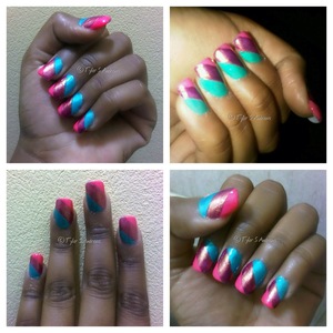 Acrylic Nails w/cute and simple stripes...

*Taken with my phone camera, sorry*