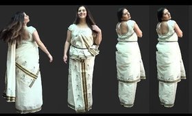 Settu Mundu Draping Tutorial | 3 Ways | Two Piece Saree Kerala Sari #Kerela