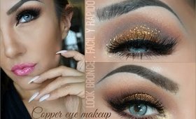 Maquillaje Cobre con Brillos (COPPER eye makeup with glitter)