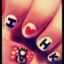 I Heart Hello Kitty Nail Design