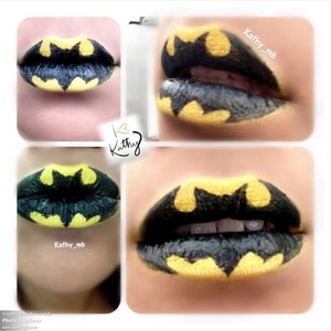 Batman lips
I use yellow eyeshadow and black eyeliner 