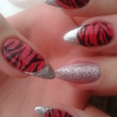 Zebra print and silver French tips