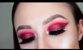 Red Glitter Cut Crease Makeup Tutorial // 12 Day of Christmas Day 3