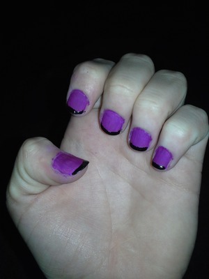 Purple matte nails with shiny black tips :)