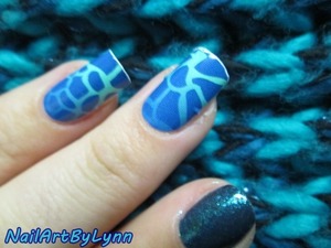 These are 2 naim art stickers from Essence and then just a blue nail polish from catrice with a glitter topcoat over it. visit my blog for more! http://nailartbylynn.tumblr.com