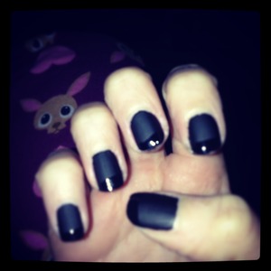 Black nails, matte top coat and black polish tips 