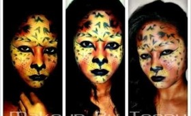 Leopard face makeup for Halloween Look
