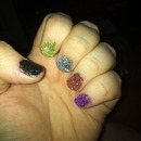 sparkly rainbow nails