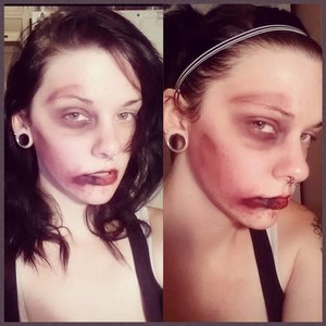 my first attempt at any kind of special effect makeup using mostly eyeshadow, eyeliner and bronzer