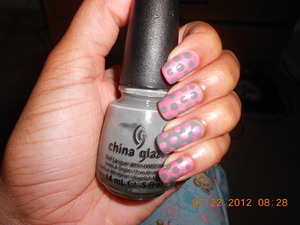 I used L'Oreal/ Trust Fund Baby as the pink and i used China  Glaze/ Recycle as the gray .