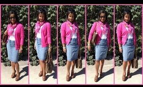 OOTD - Hot Pink Cardigan & Denim Pencil Skirt