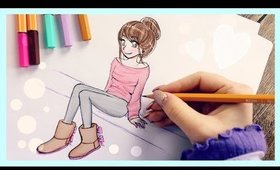 ❤ Drawing Tutorial - How to draw a Girl with UGGS ❤