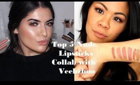 Top 5 NUDE Lipsticks ♡ Collab with Veebz boo
