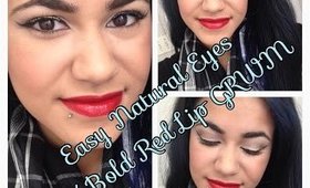 Natural Eye with Bold Red Lip GRWM!!