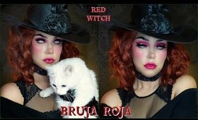 🎃 BRUJA ROJA maquillaje / 🐈RED WITCH Halloween makeup tutorial| auroramakeup