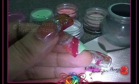 Abstracto con Acrílico Uñas ~ Menta, Coral & Fuchsia :::... Jennifer Perez of Mystic Nails ☆