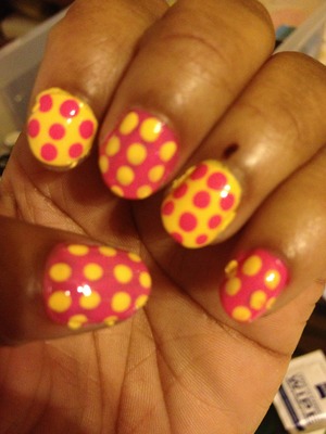 Pink With Yellow Polka Dots & Yellow With Pink Polka Dots :)