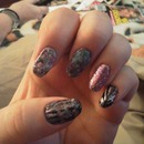 School Glue Nails With Waterless Marble And A Glitter Acce T Nail!