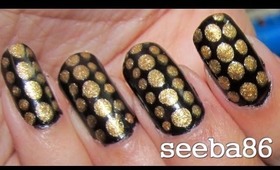 Black & Gold Studded Nails