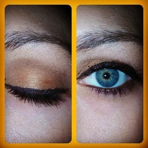 MaryKay eyeshadow:
Goldleaf, Whipped cocoa, and Spun silk 
Eyeliner and Mascara: Maybelline Stiletto black