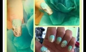 Summer Mint&Gold Nail Tutorial