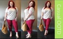 Plus Size OOTD - Casual Gold + Red Skinny Jeans + Nude Accessories
