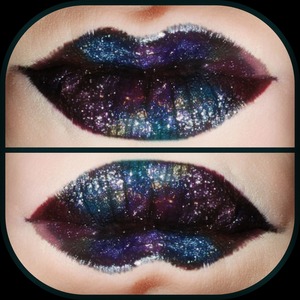Tried my hand at galaxy lips for the first time, not horrible. 