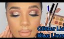 Gold Glittery NYE Makeup look  | Pop of  Color (Blue) |@leiydbeauty