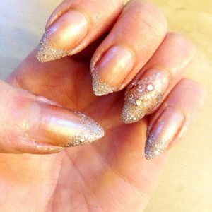 Holiday or wedding nails using a makeup sponge to apply nail polish. OPI liquid sand Silent Stars Go By and OPI Nomad's Dream