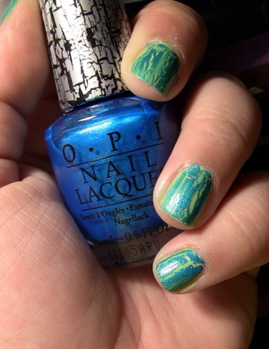 Nails: OPI Polish in Turquoise Shatter on top of Orly Nail Polish in Green Apple