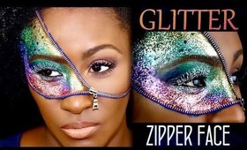 Zipper Face (GLITTER) Halloween Makeup | Shlinda1