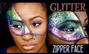 Zipper Face (GLITTER) Halloween Makeup | Shlinda1