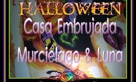 Uñas Halloween Casa Embujada, Murciélago & Luna  :::... ☆ Jennifer Perez of Mystic Nails