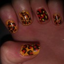 Leopard yellow and orange nail
