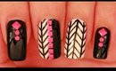 Black & White with Neon Pink nail art