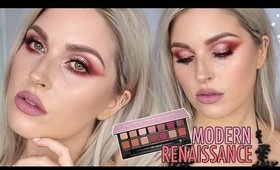 Modern Renaissance Palette Makeup Tutorial! 🌹 WARM RED & METALLIC EYESHADOW 😍