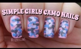 Simple Girly Camo Nail Art Design | Camouflage Nail Tutorial | Stephyclaws