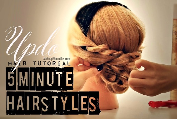 5 Minute Hairstyles Twisted Headband Low Bun Hair Tutorial