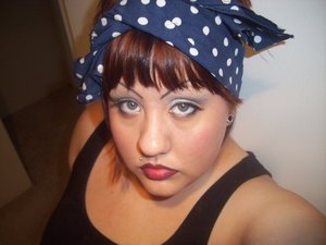 My chola inspired look. First attempt at covering brows. Used the glue stick method. Sept. 2009
