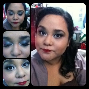 Silver eyeshadow with Red lips

 
