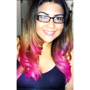 Using Blackheart Beauty Hair Chalk in pink. 