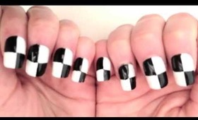 Monochrome Chequerboard Nails Tutorial