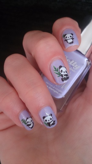 Barry m gelly polish in prickly pear with cute lil panda decals