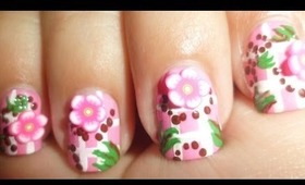 Cute Pink Fimo Floral Baby Nail Art / Diseño Floral