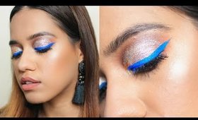 Glitter Eyes + Cobalt Blue Eye Liner | Festive Makeup Tutorial